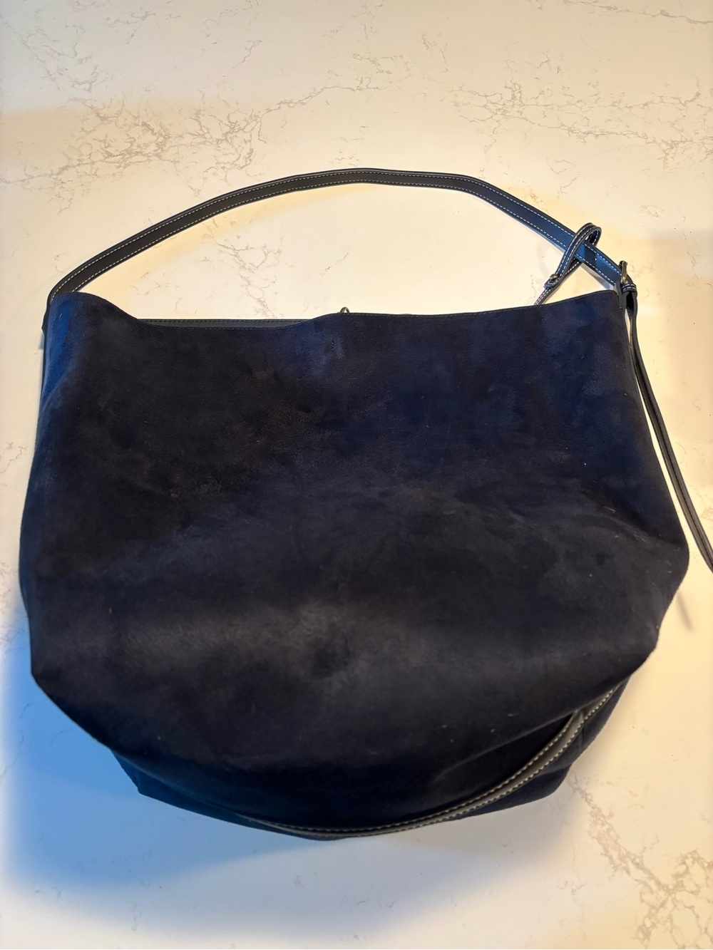 GAP Vegan Suede Bucket Bag in Navy